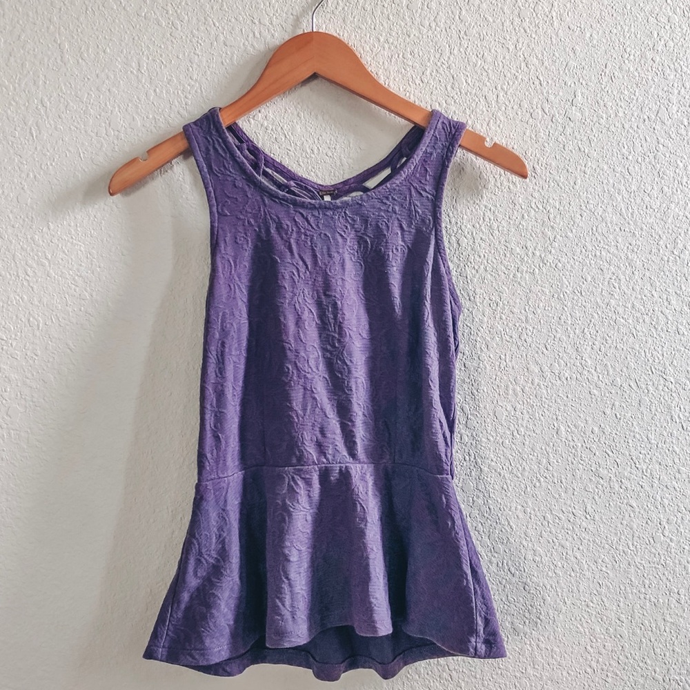 Free People Dusty Purple Lace Peplum Macrame Top